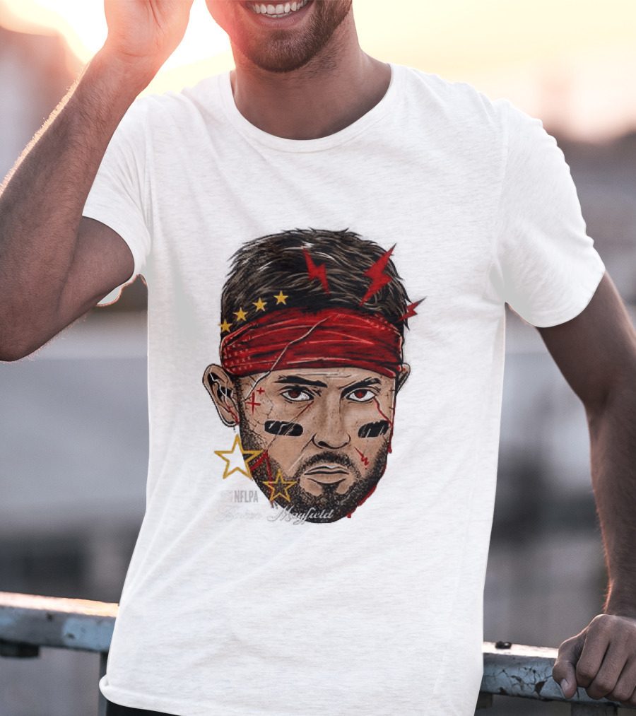 Baker Mayfield Red Bandana Star Lightning Face Paint T-Shirt