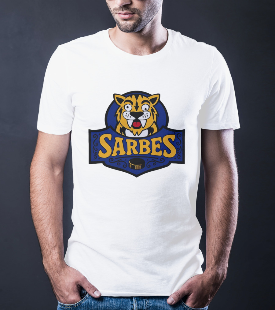 Buffalo Sarbes Hockey Tiger Mascot With Puck T-Shirt