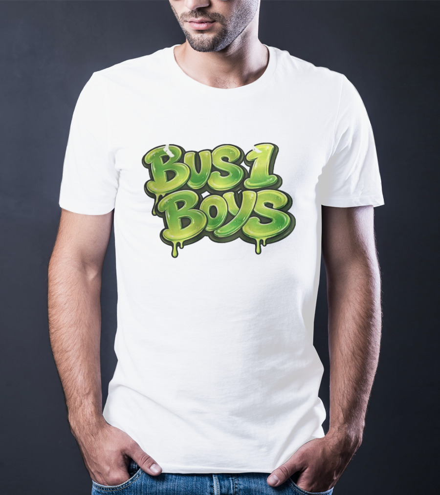 Bus 1 Boys Dripping Green Graffiti T-Shirt
