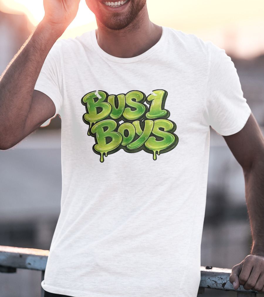 Bus 1 Boys Dripping Green Graffiti T-Shirt