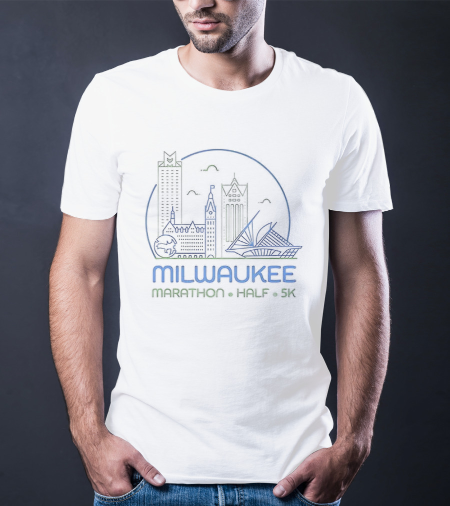Milwaukee Marathon Half 5K Skyline Race Event T-Shirt