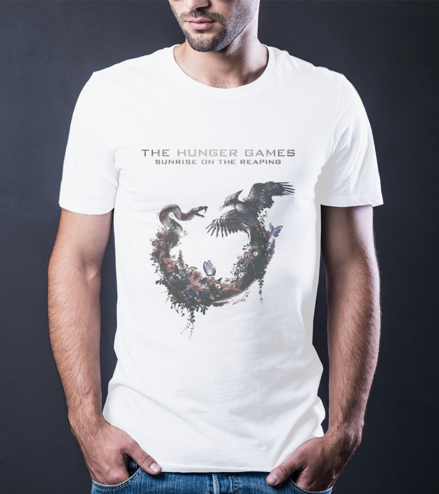 The Hunger Games Sunrise On The Reaping Snake And Bird Wreath T-Shirt