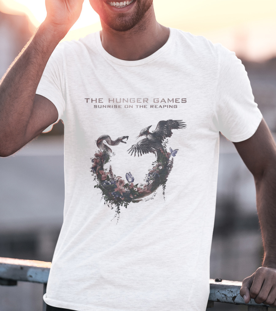 The Hunger Games Sunrise On The Reaping Snake And Bird Wreath T-Shirt