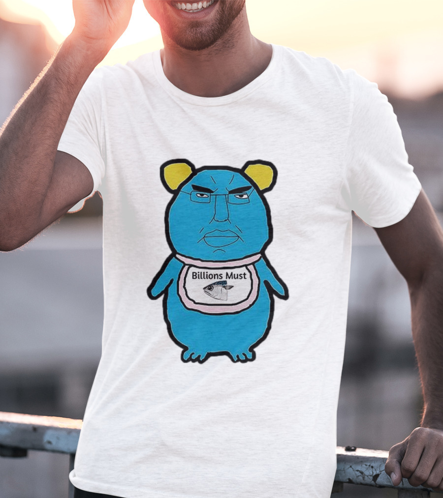 Billions Must Meme Character With Fish Bib T-Shirt