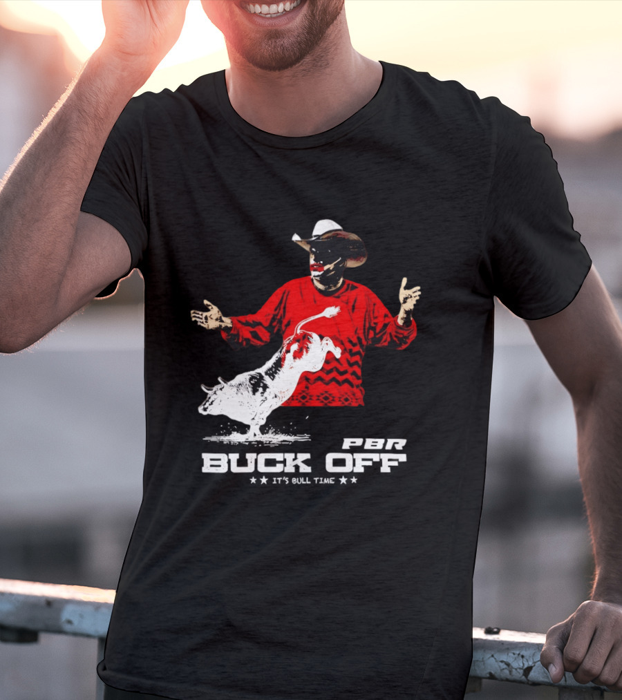 PBR Flint Buck Off It's Bull Time Cowboy Hat Bull Rider Red Sweater T-Shirt