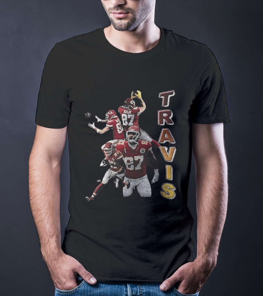 Kansas City Chiefs Travis Kelce Football Number 87 Gaming Action T-Shirt