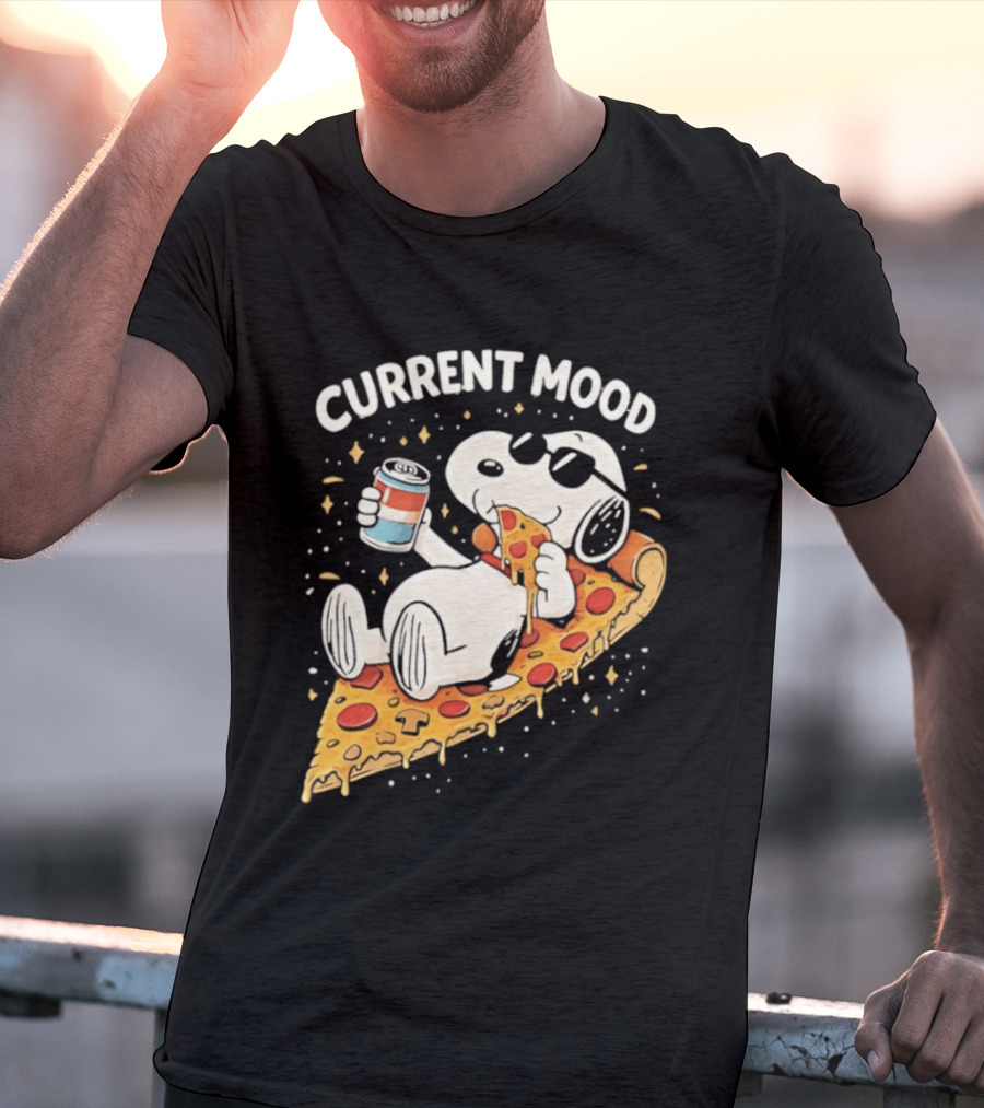 Current Mood Snoopy Relaxing Eating Pizza On A Slice T-Shirt