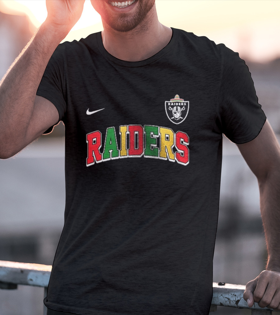 Las Vegas Raiders Cinco De Drinko Bitchachos Skeleton Raiders Text Sombrero T-Shirt