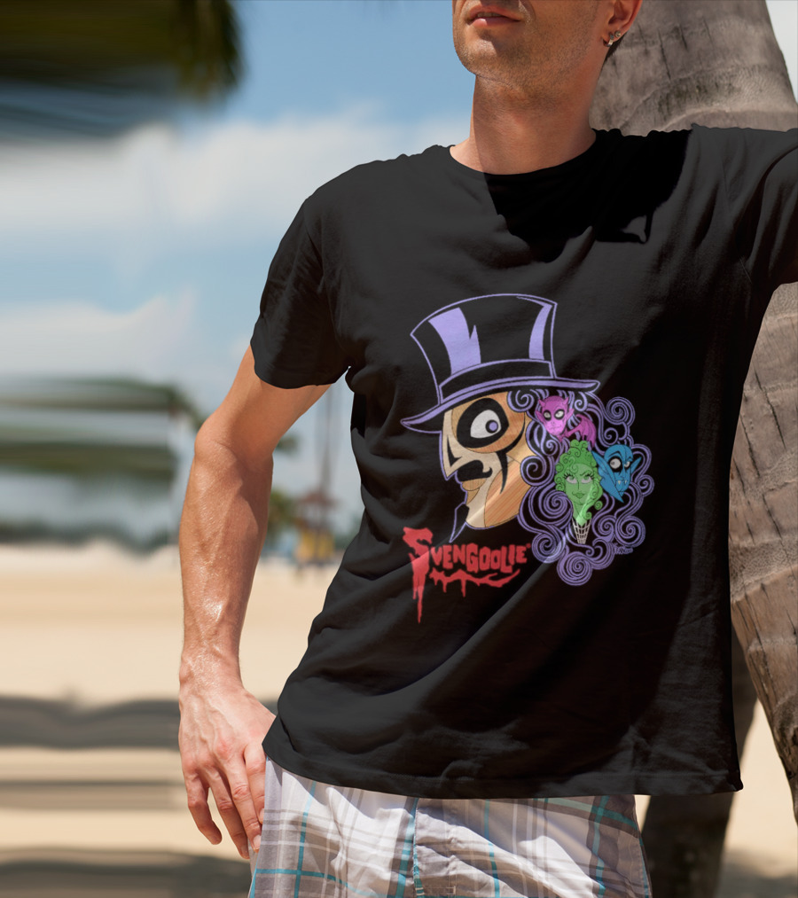 Svengoolie Cartoon Ghoul Faces And Purple Top Hat T-Shirt