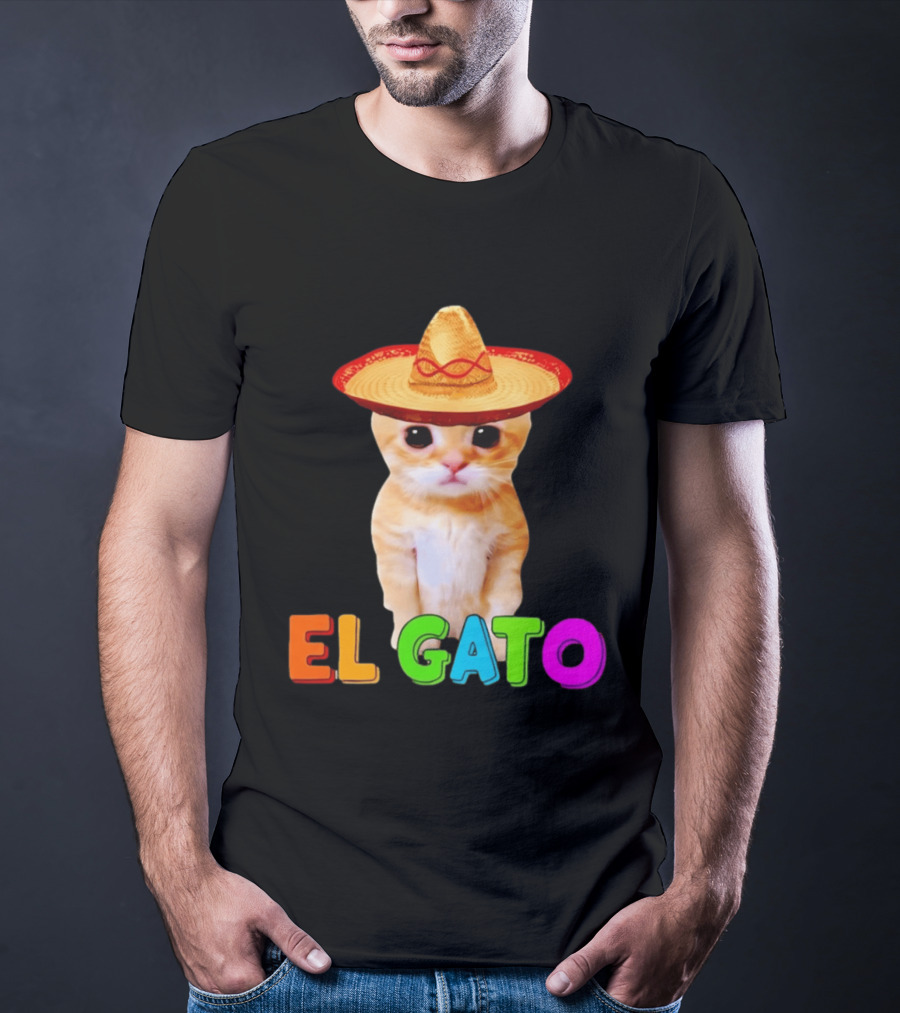 El Gato Cat Sombrero Hat Mexican Fiesta Fun Pet T-Shirt