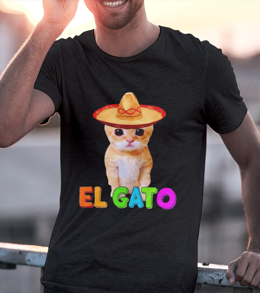 El Gato Cat Sombrero Hat Mexican Fiesta Fun Pet T-Shirt
