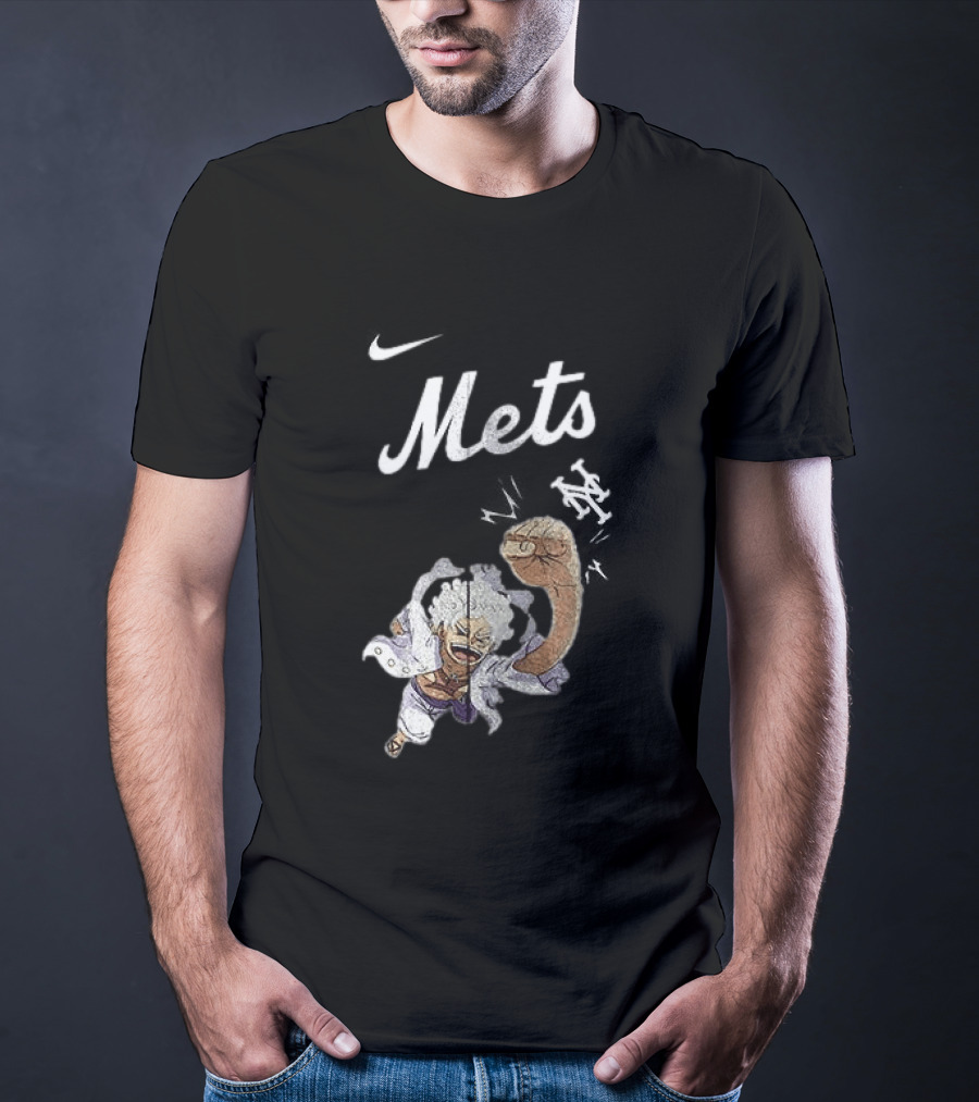 New York Mets X One Piece Luffy Nike Collaboration T-Shirt