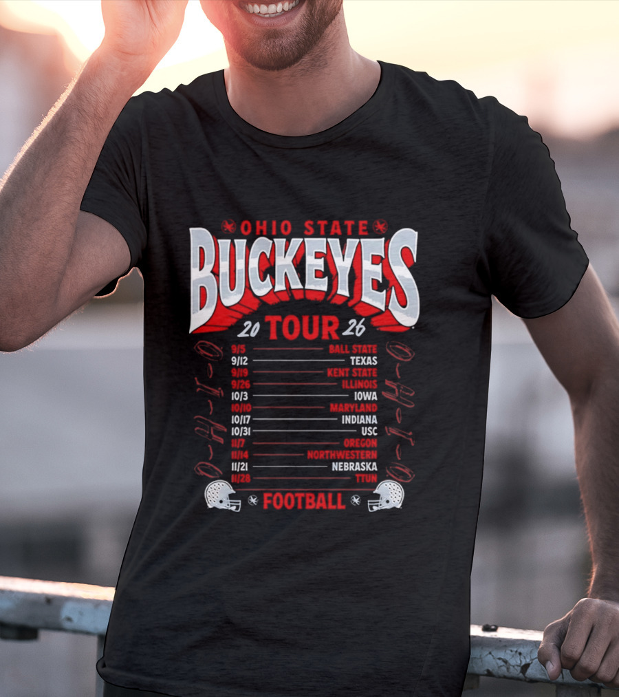 Ohio State Buckeyes 2026 Football Tour Schedule With Game Dates And Teams T-Shirt