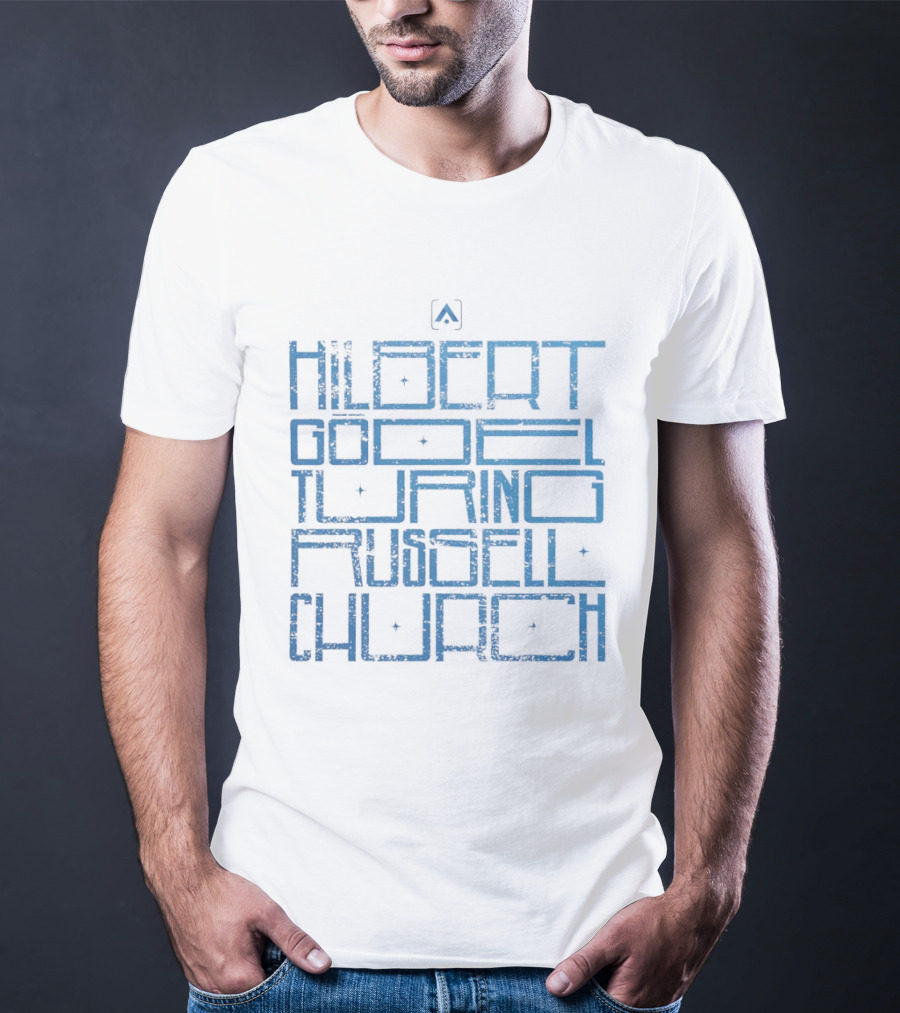 Hilbert Gödel Turing Russell Church Text Block Maze T-Shirt