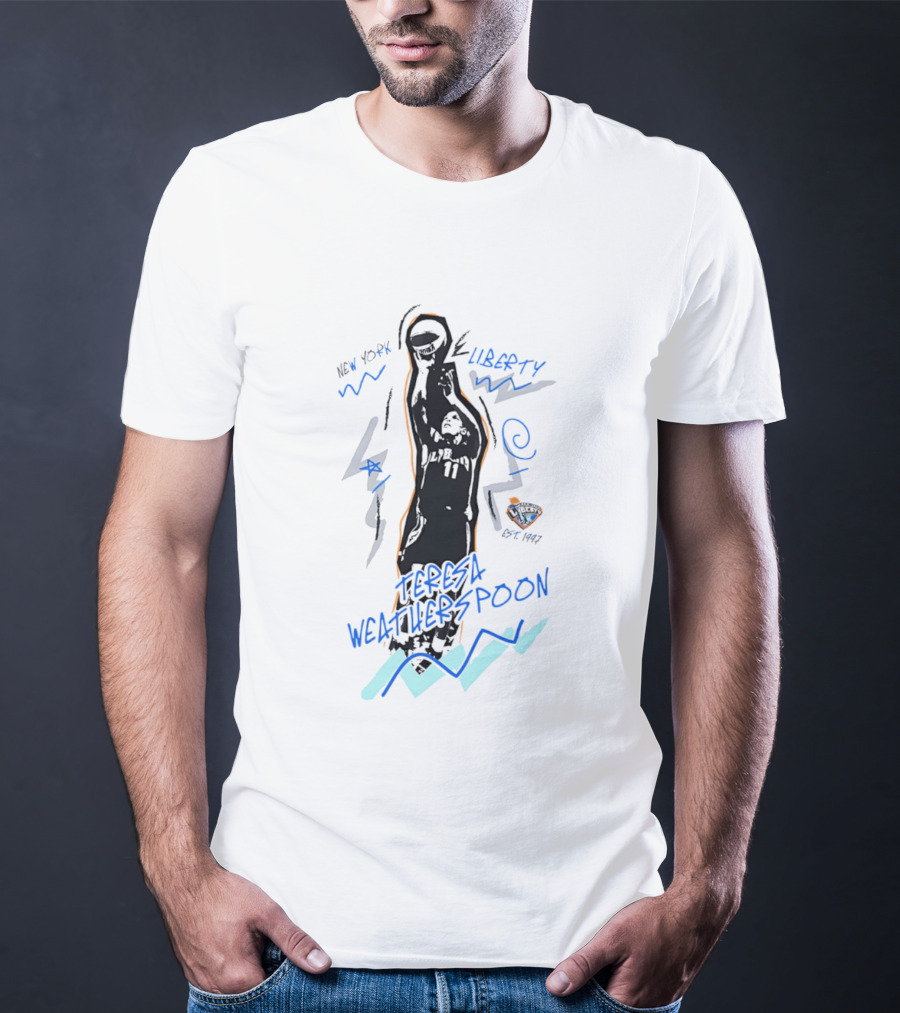 New York Liberty Teresa Weatherspoon Chalked Up Basketball Art 97 98 WNBA T-Shirt