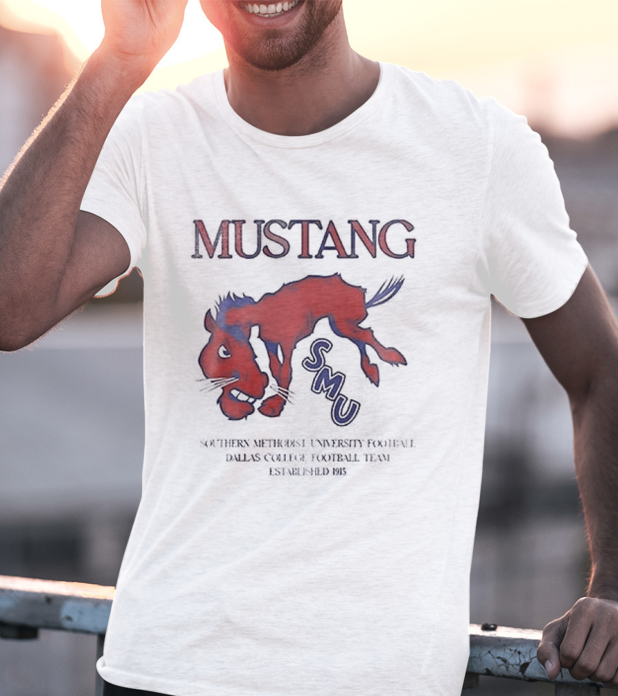 SMU Mustangs Southern Methodist University Red Blue Mustang T-Shirt