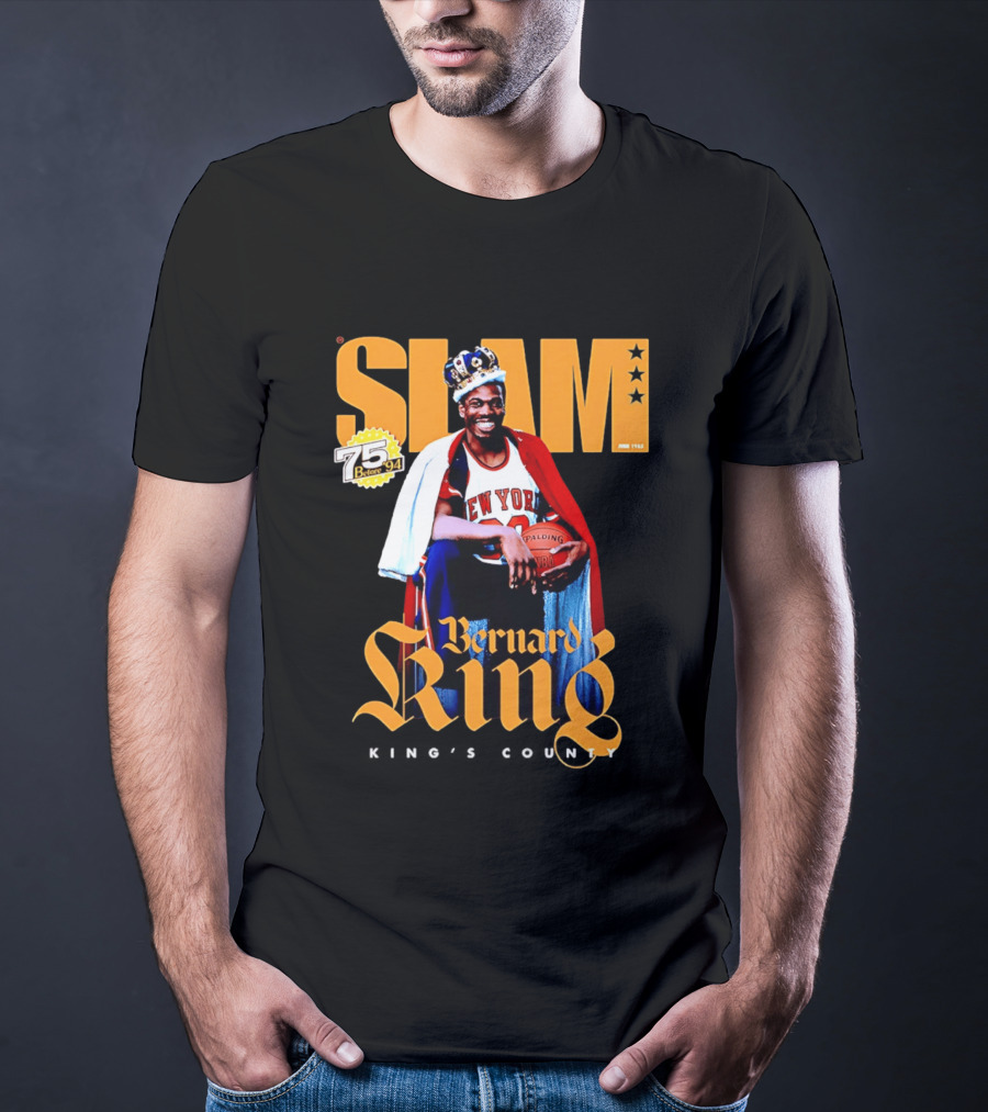 Bernard King New York Knicks Slam June 1995 King's County 75 Before 94 T-Shirt