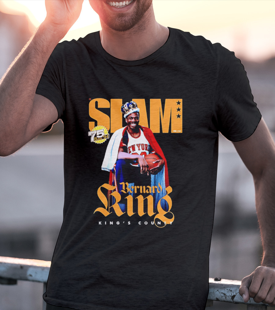 Bernard King New York Knicks Slam June 1995 King's County 75 Before 94 T-Shirt