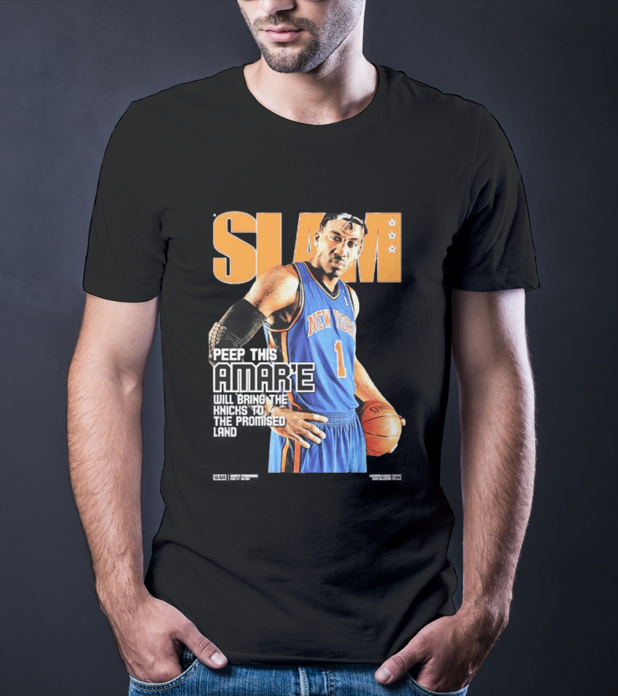 Slam Hardwood Classics Amare Stoudemire Peep This Amare Will Bring The Knicks To The Promised Land New York Knicks T-Shirt