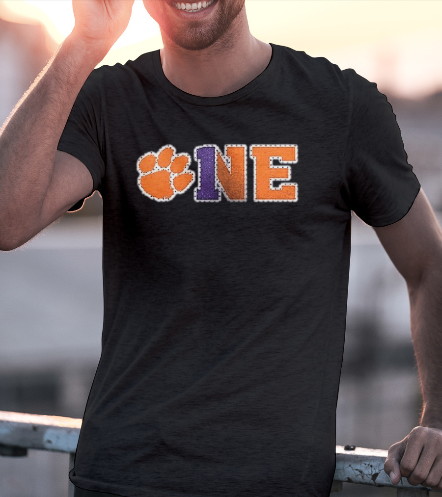 Clemson Tigers Paw Print One Orange Purple Team Spirit T-Shirt