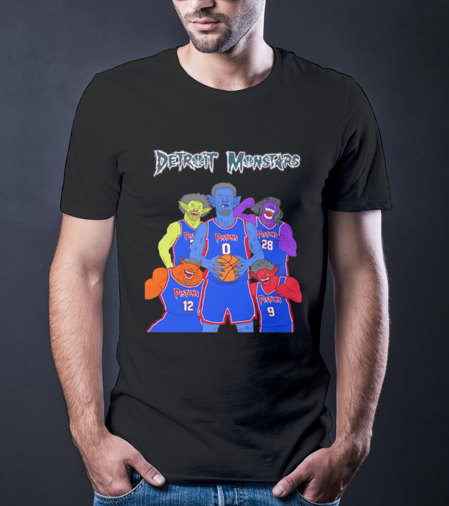 Detroit Pistons Monsters Space Jam Characters Basketball T-Shirt