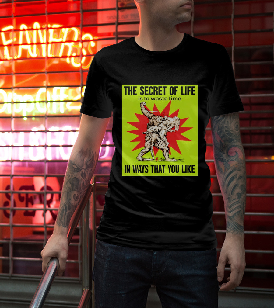 The Secret Of Life Is To Waste Time In Ways That You Like Comic Style Red Burst T-Shirt