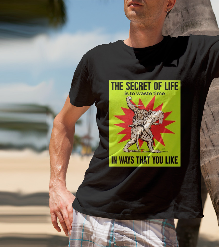 The Secret Of Life Is To Waste Time In Ways That You Like Comic Style Red Burst T-Shirt