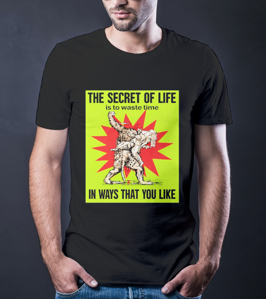 The Secret Of Life Is To Waste Time In Ways That You Like Comic Style Red Burst T-Shirt