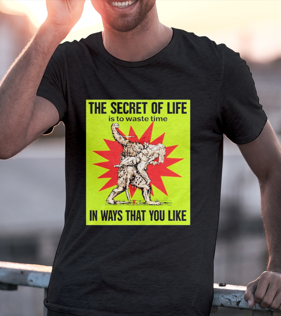 The Secret Of Life Is To Waste Time In Ways That You Like Comic Style Red Burst T-Shirt