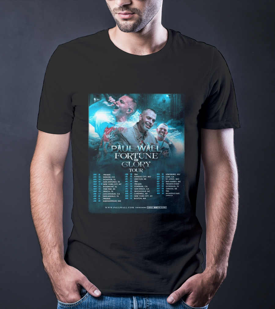 Paul Wall Fortune And Glory Tour 2026 Dates And Locations T-Shirt
