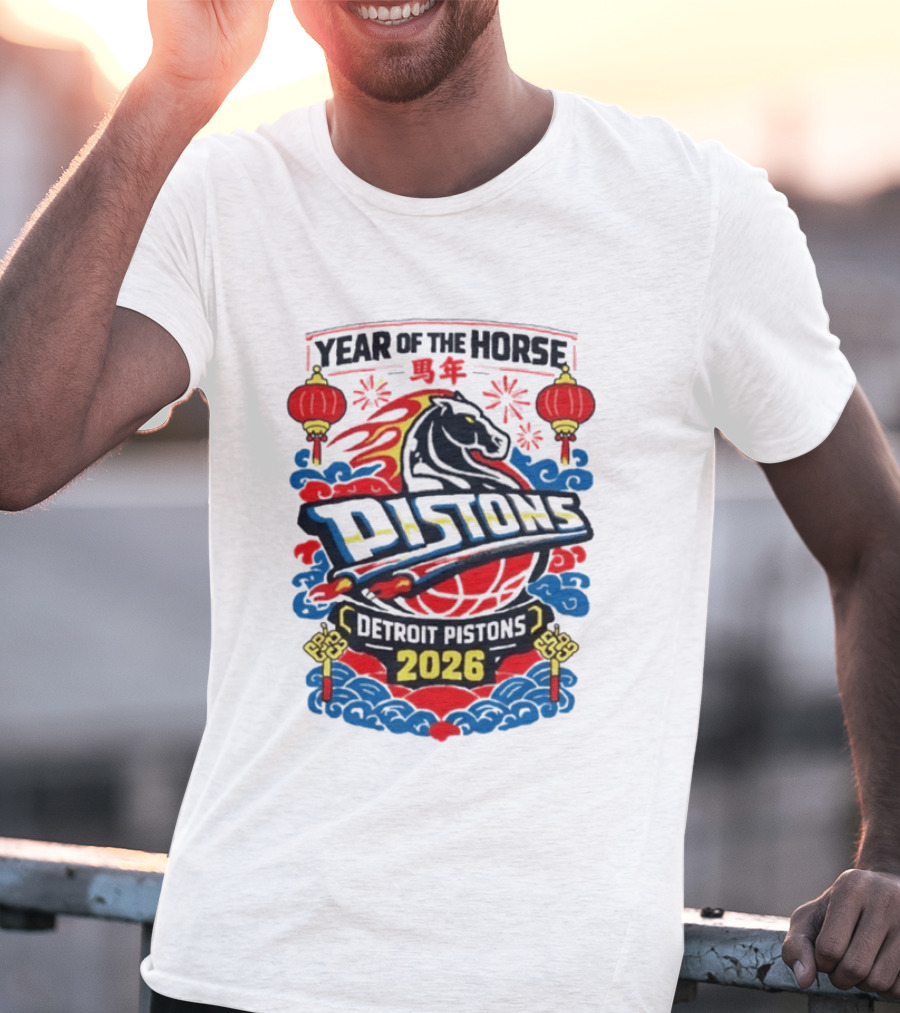 Detroit Pistons 2026 Year Of The Horse Chinese New Year Lanterns T-Shirt