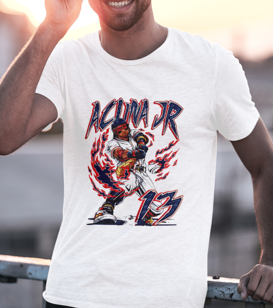 Ronald Acuna Jr Atlanta Braves 13 Hand Drawn Baseball T-Shirt