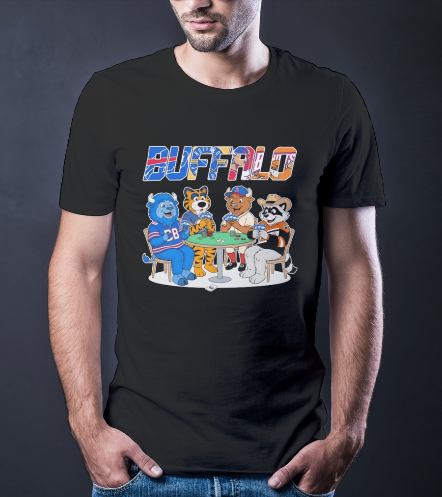 Buffalo Bisons Sabres Bills Rocket City Trash Pandas Playing Card Characters T-Shirt