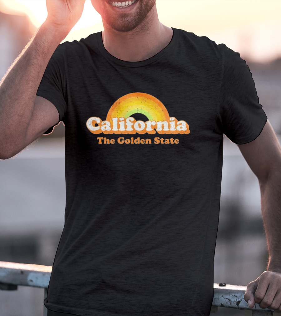California The Golden State Retro Rainbow T-Shirt