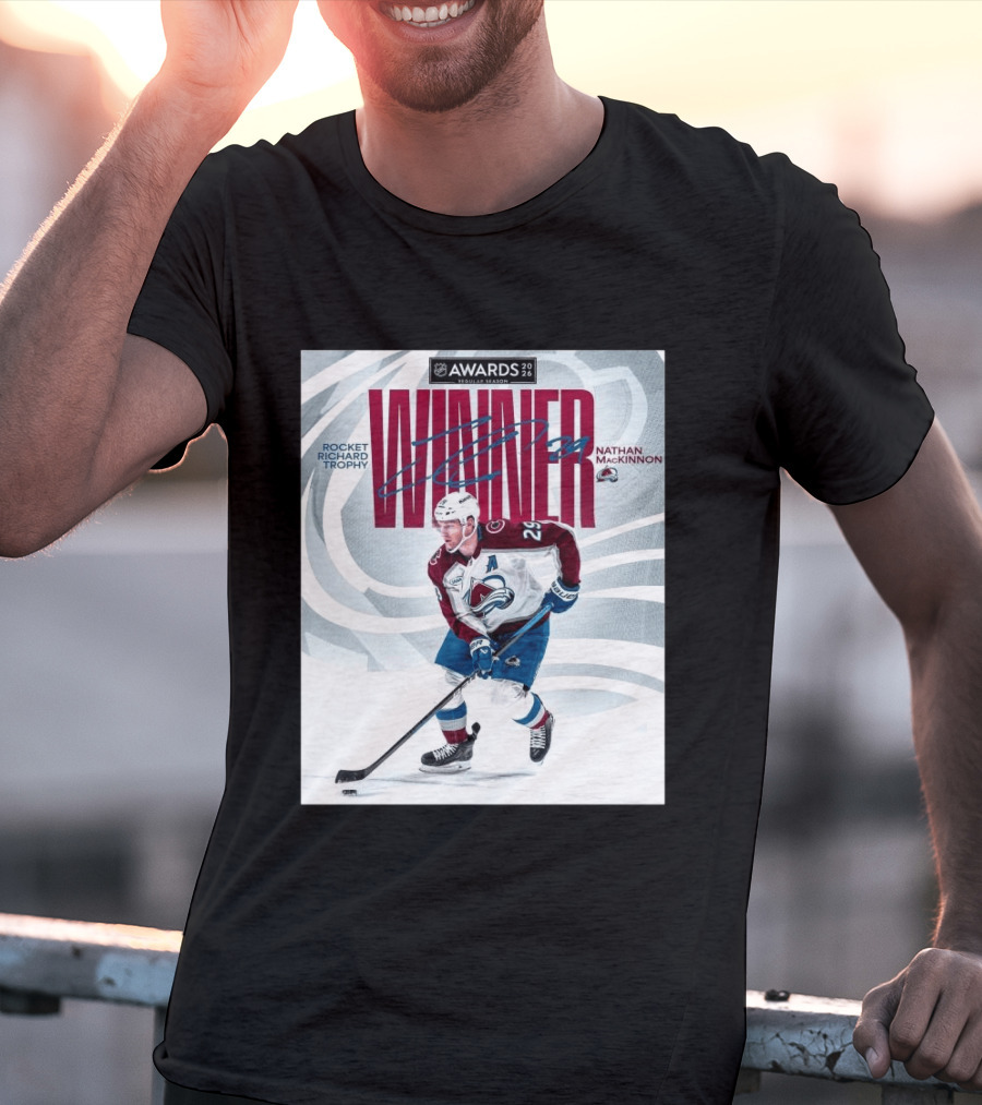 NHL 2026 Awards Rocket Richard Trophy Nathan MacKinnon Winner T-Shirt