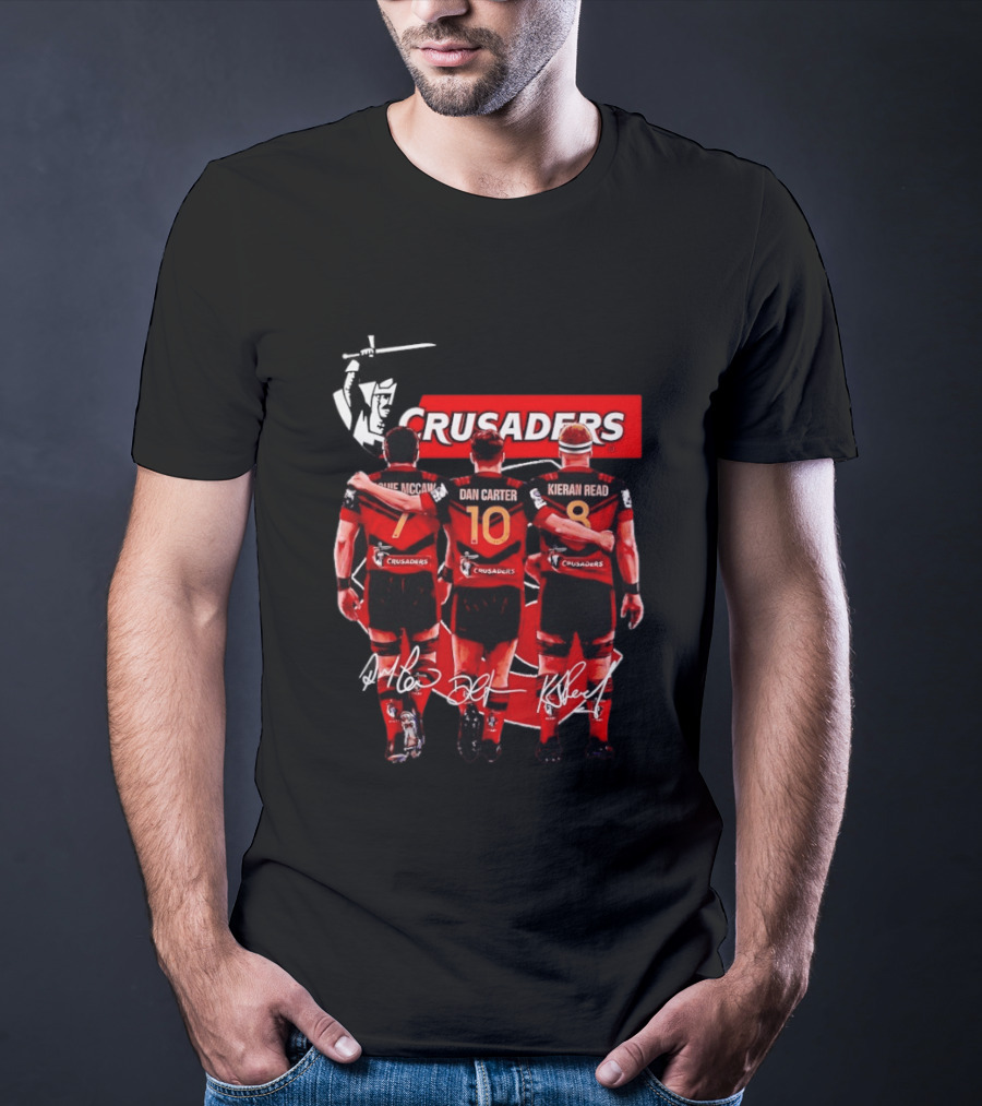 Crusaders Dan Carter Richie McCaw Kieran Read Signatures Rugby Legends Trio T-Shirt