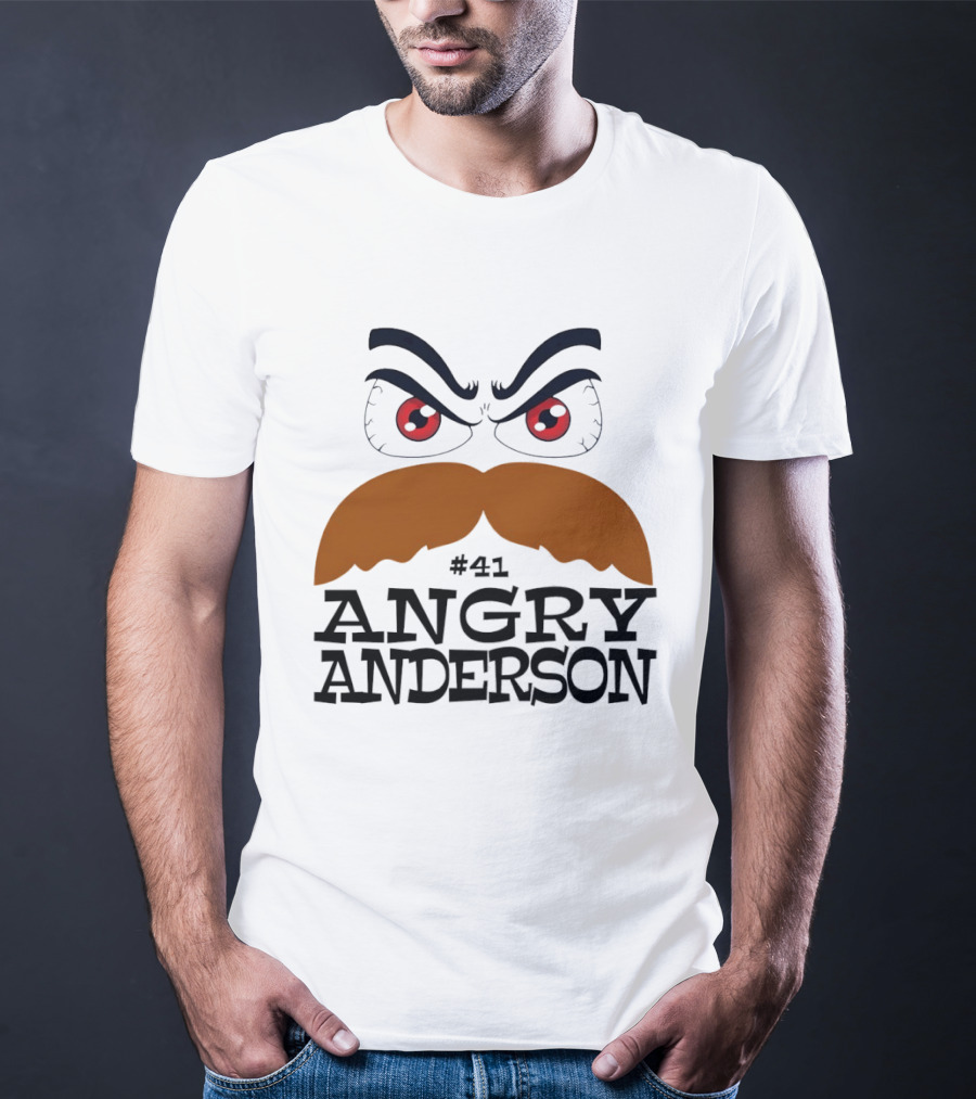 Angry Anderson #41 Big Face Brown Mustache Red Eyes T-Shirt