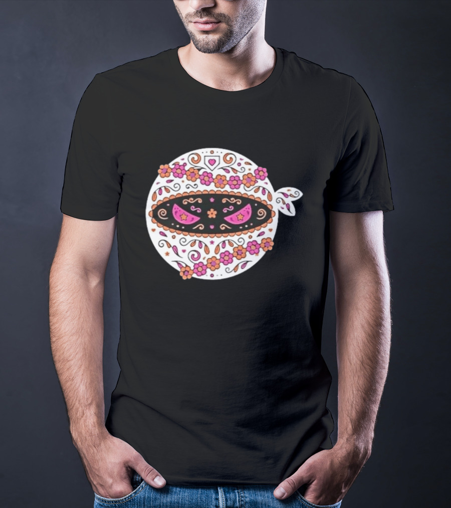 Dia De Los Muertos San Diego Padres Pitching Ninja Baseball Skull Floral T-Shirt
