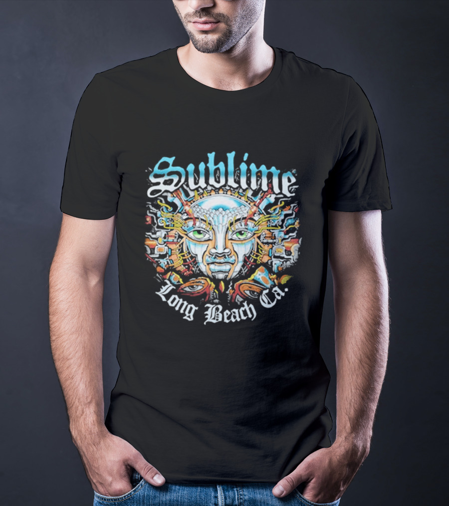 Sublime Long Beach CA Psychedelic Sunburst Face T-Shirt