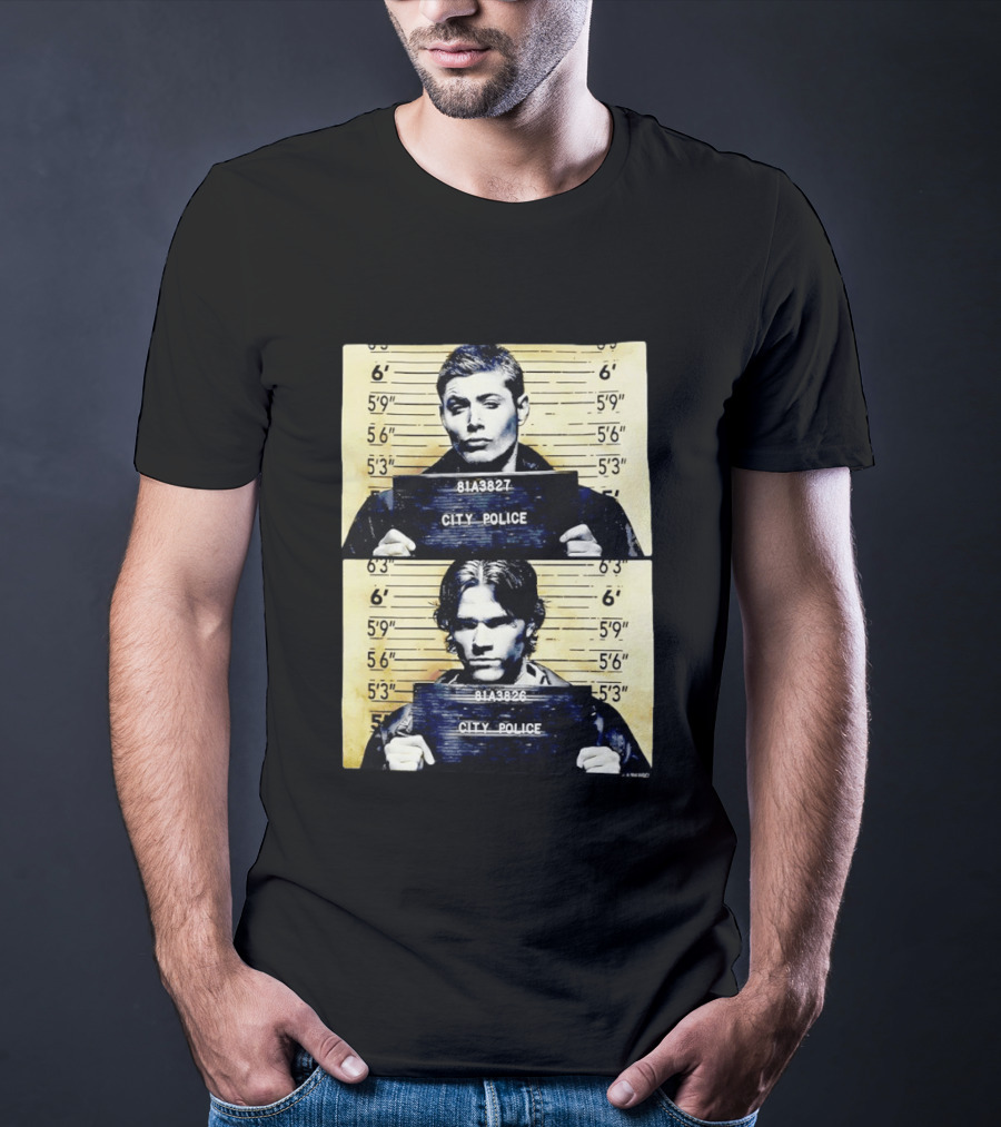 Supernatural Sam And Dean Winchester Shot City Police 81A3827 81A3826 T-Shirt