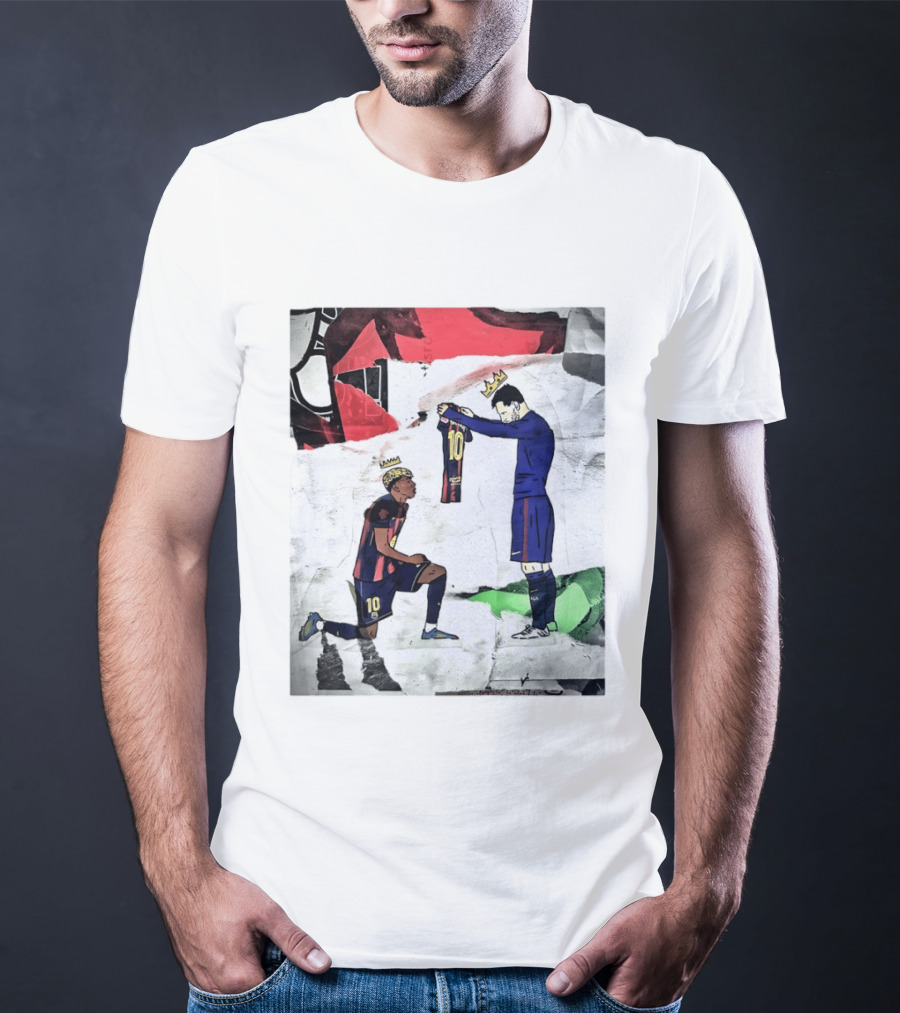 Lionel Messi Lamine Yamal Barcelona FC Art Collaboration T-Shirt