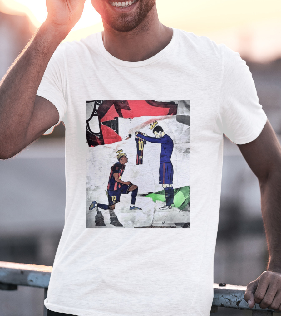 Lionel Messi Lamine Yamal Barcelona FC Art Collaboration T-Shirt