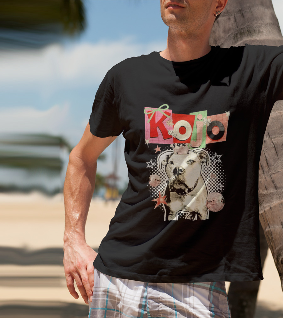Kojo Dog Crown Retro Style Collage With Hearts And Stars T-Shirt