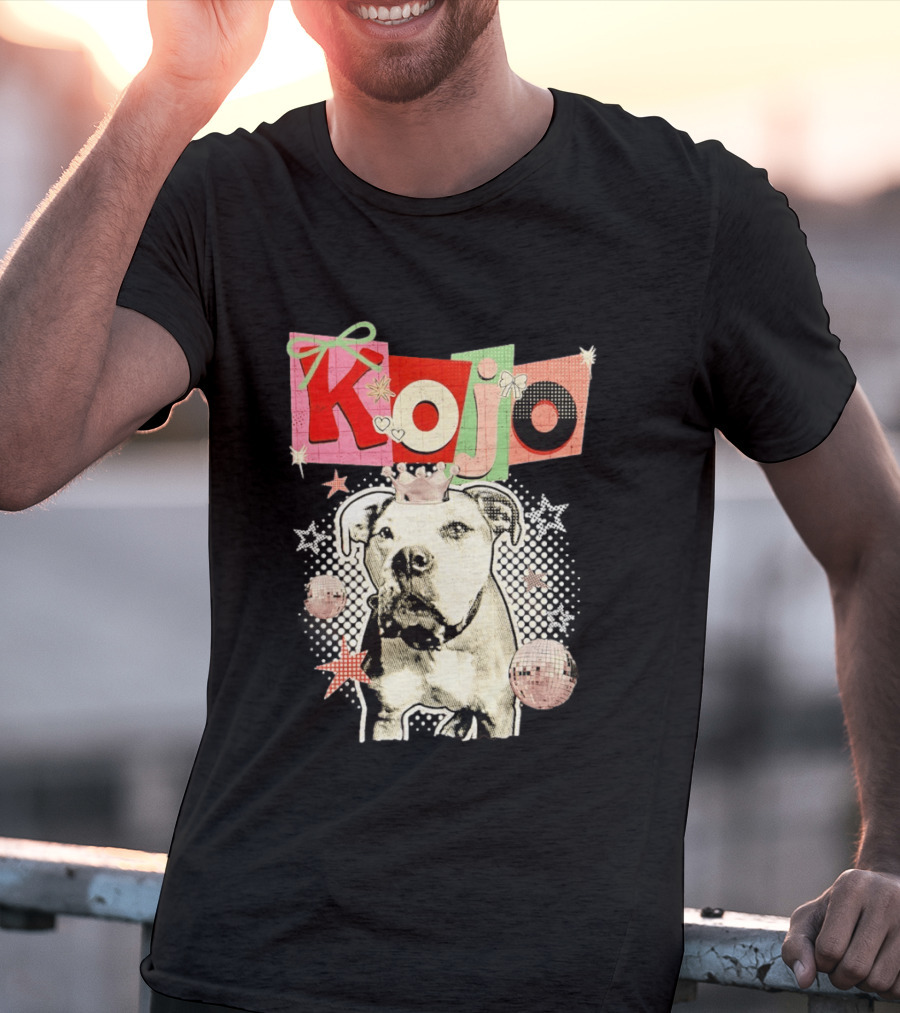 Kojo Dog Crown Retro Style Collage With Hearts And Stars T-Shirt
