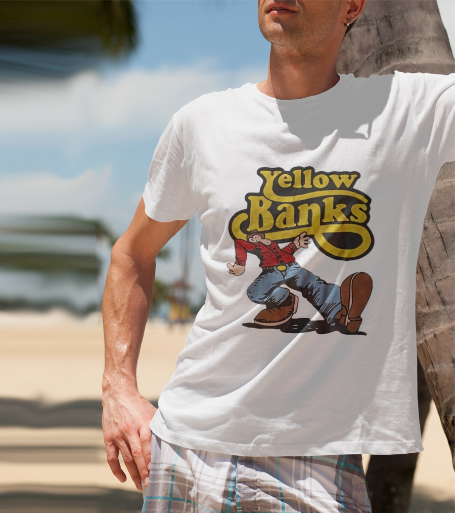 Yellow Banks Retro Cartoon Style Fun T-Shirt