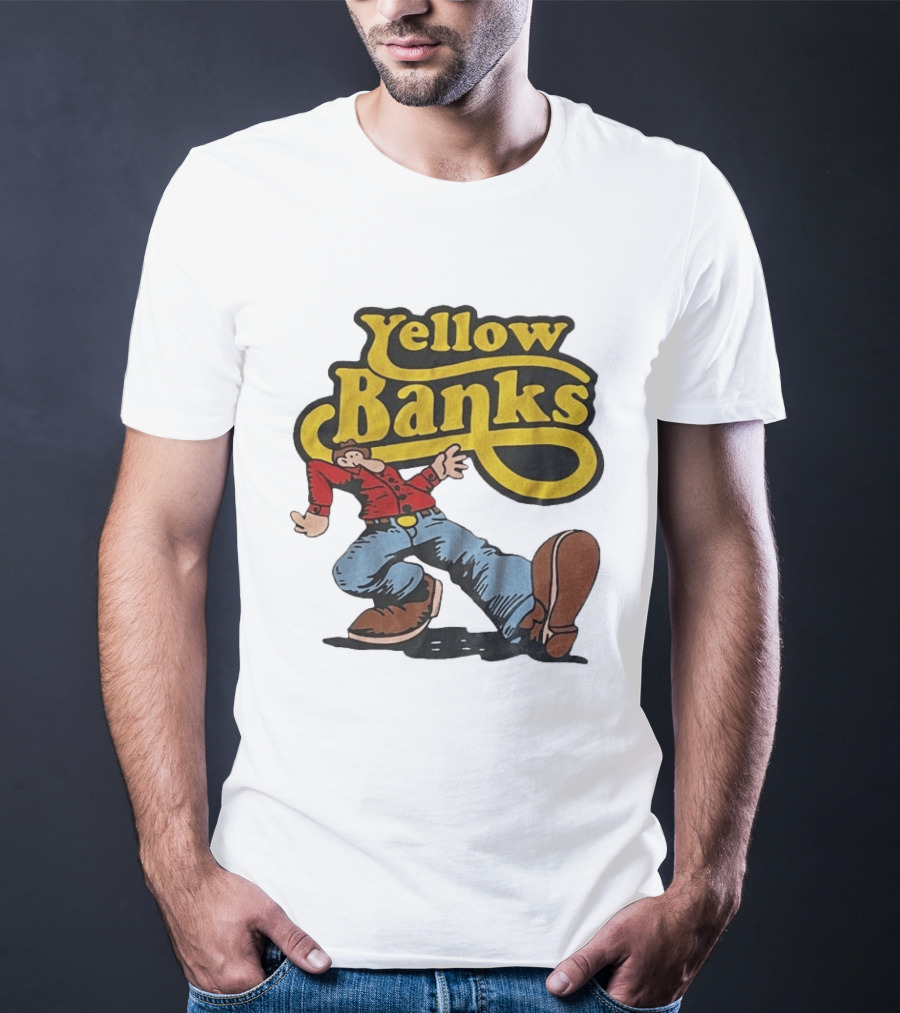 Yellow Banks Retro Cartoon Style Fun T-Shirt