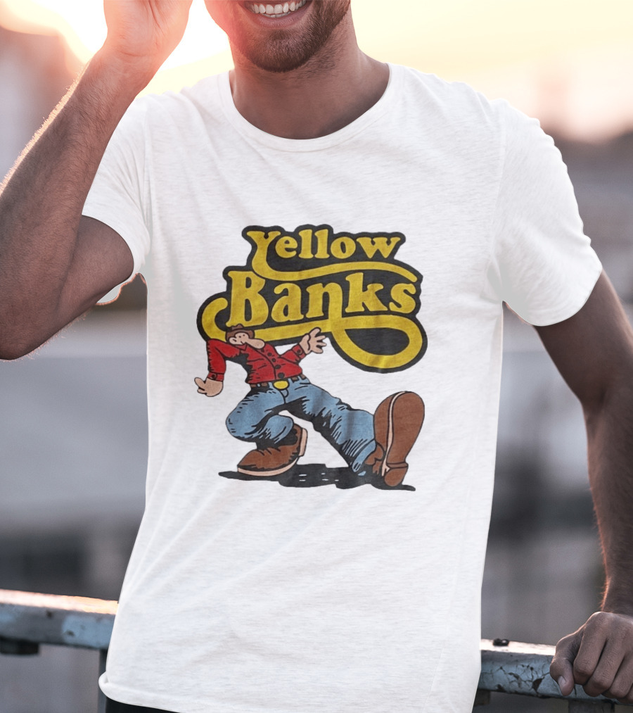 Yellow Banks Retro Cartoon Style Fun T-Shirt