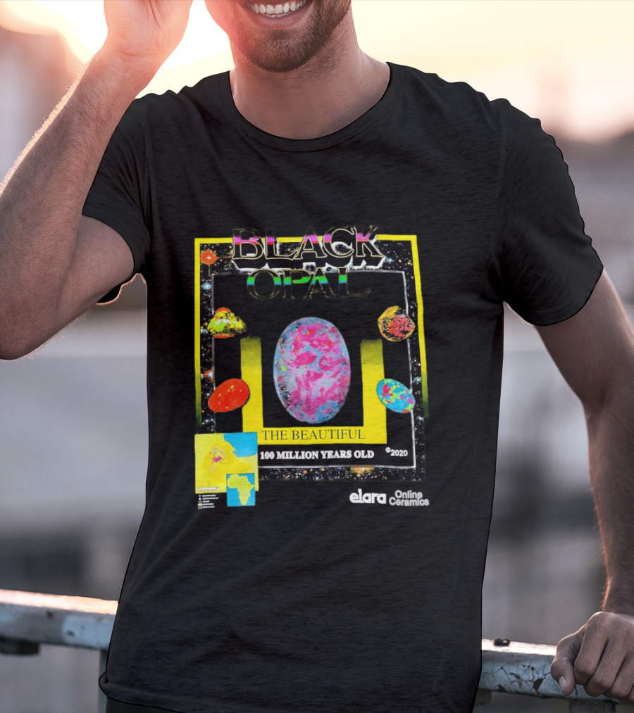 Black Opal The Beautiful 100 Million Years Old Celestial Stars Retro Vibe T-Shirt