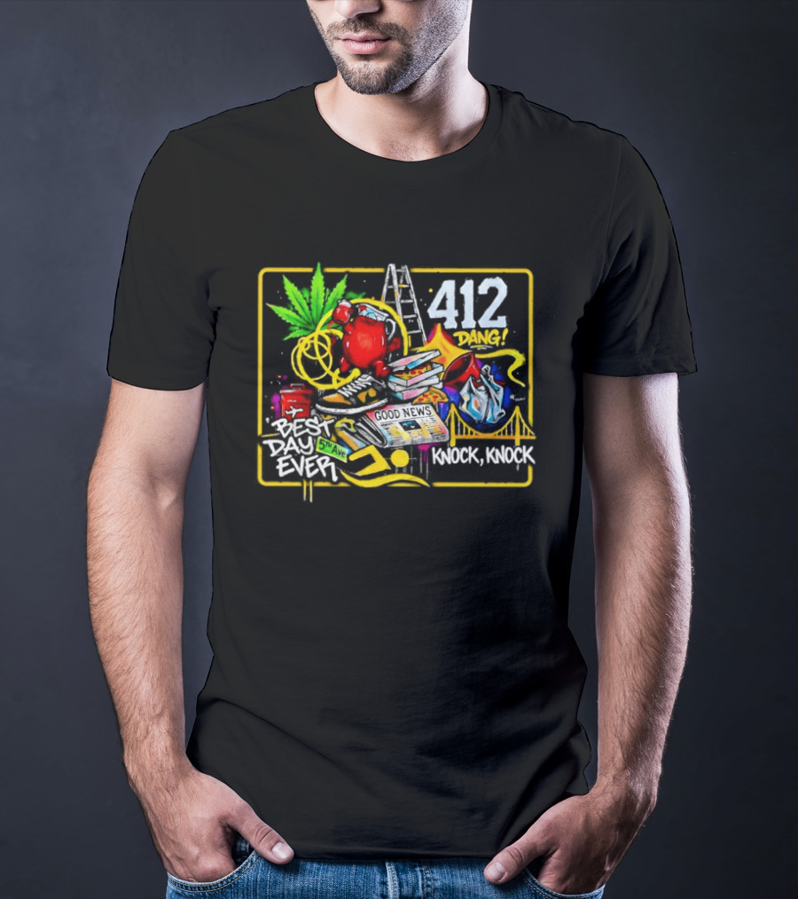Good News Best Day Ever 412 Knock Knock Dang Graffiti Vibes T-Shirt