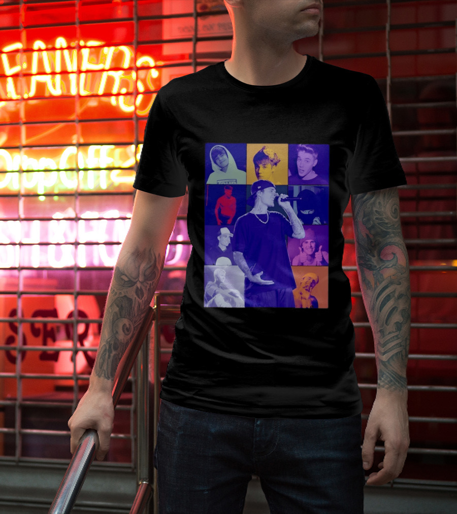 Justin Bieber The Eras Tour Concert Retro Photo Collage T-Shirt